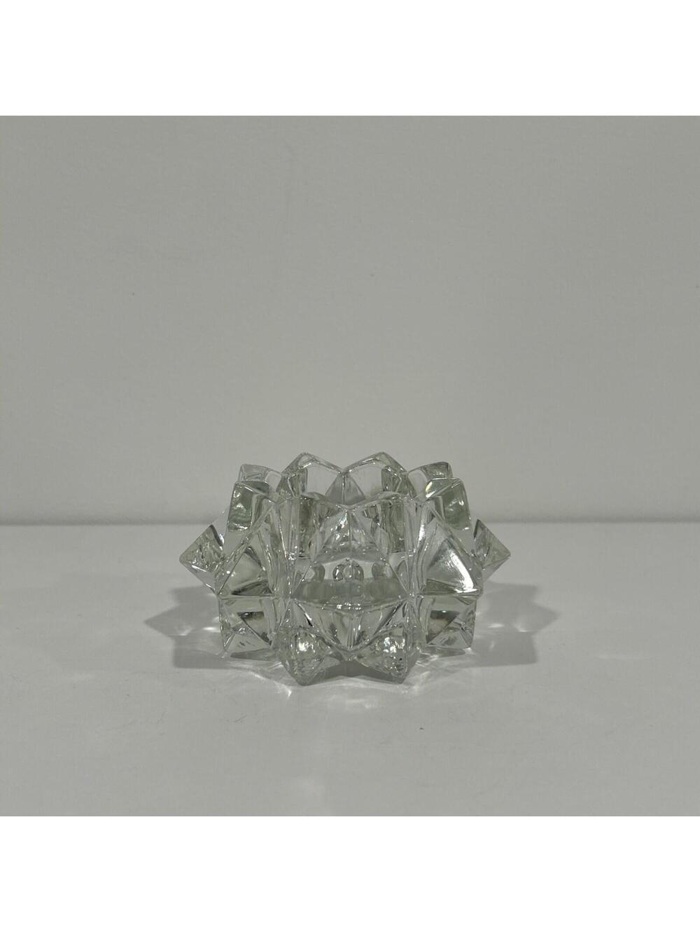 Vintage Avon Diamond Star Pattern Glass Candle Holder Collectible